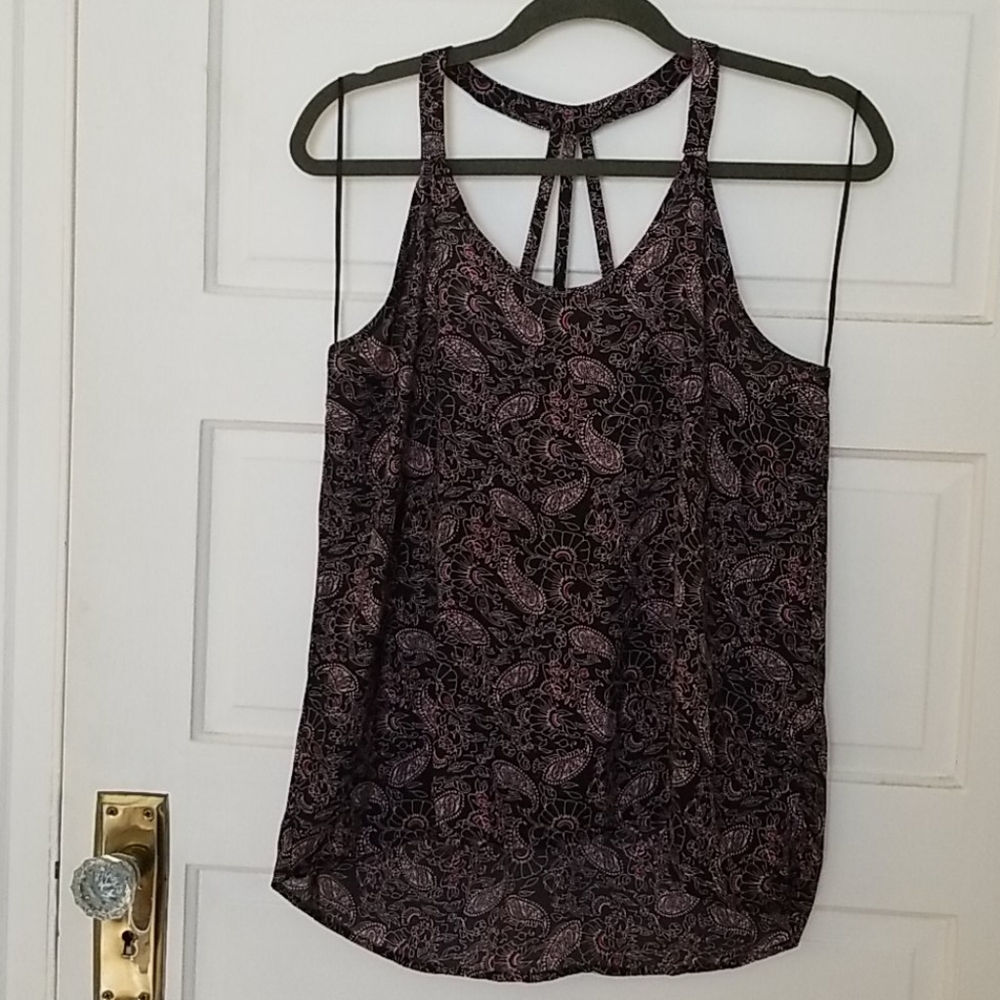 Black/pink sleeves floral paisley top